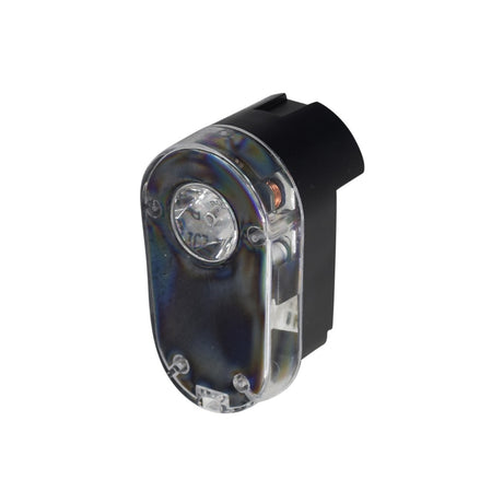 Headlight Assembly for the Jetson® LX10 Folding Electric Bicycle, featuring a round LED light with a black and silver casing, shown close-up for detail.