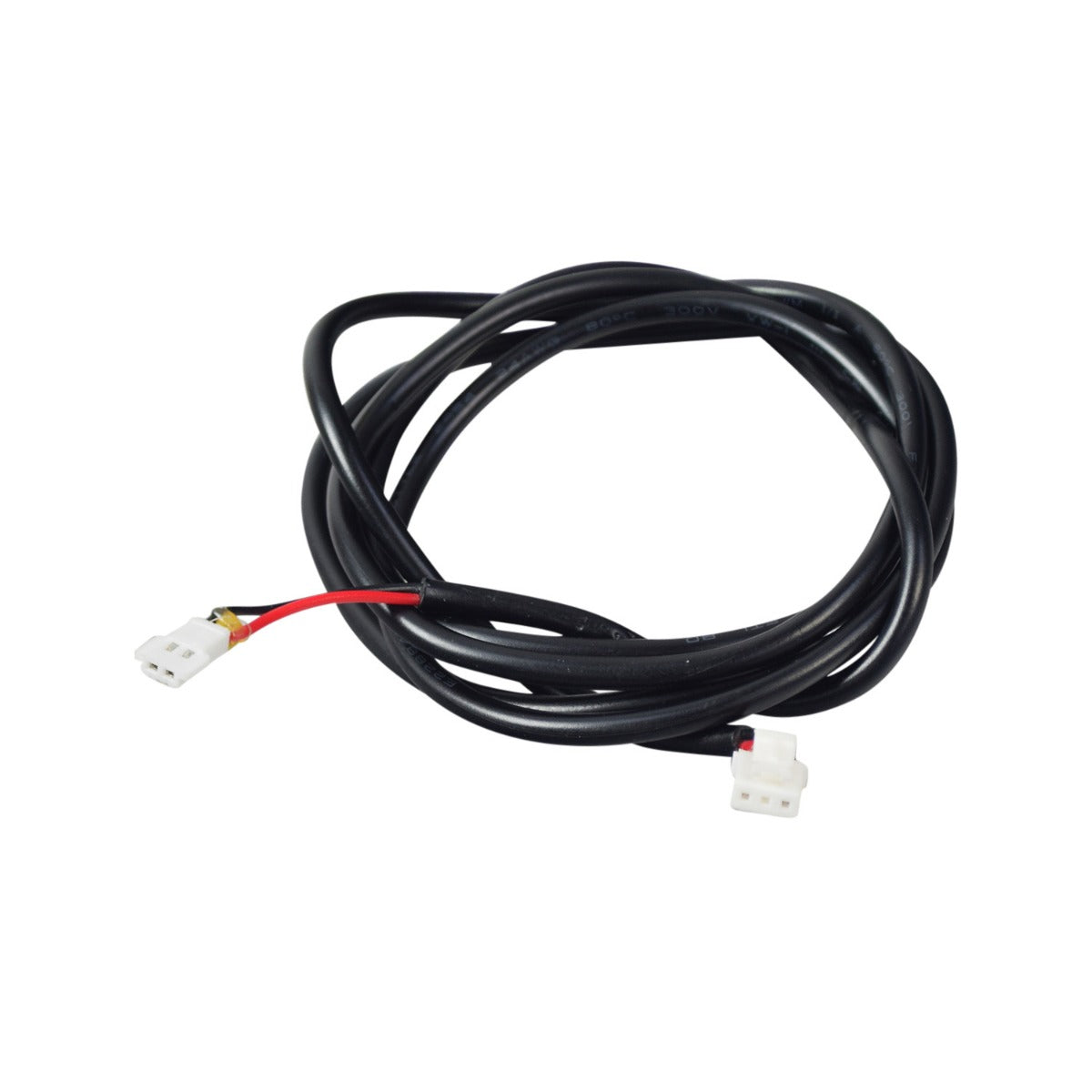 Headlight to Control Module Wiring Harness for the Jetson® LX10 Folding Electric Bicycle, featuring a black wire with white and red connectors, close-up of 2-pin and 3-pin ends.