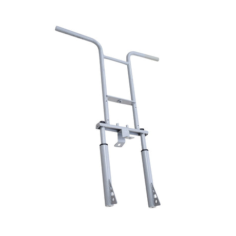 Handlebar and Fork Assembly for the Massimo MM-MB100 Mini Bike, featuring a sturdy white metal ladder design with integrated black rubber handles, essential for the bike's front structure.