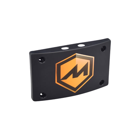 Front Plastic Panel for the Massimo MM-MB100 Mini Bike, a black rectangular plate with the Massimo logo, designed to attach to the front handlebars via 4 screws.