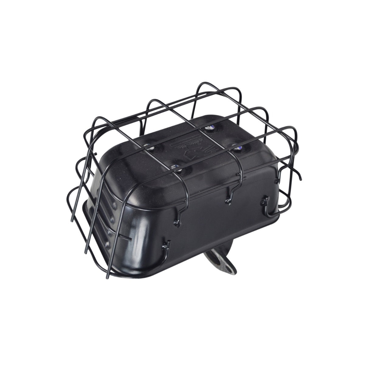 Muffler Assembly with Protective Cage for the Massimo MM-MB100 Mini Bike, featuring a high-quality welded metal muffler with a wire mesh protective cage.