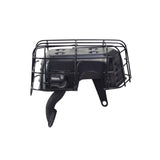 Muffler Assembly with Protective Cage for the Massimo MM-MB100 Mini Bike, showcasing a black metal object with a protective wire mesh and metal cage.