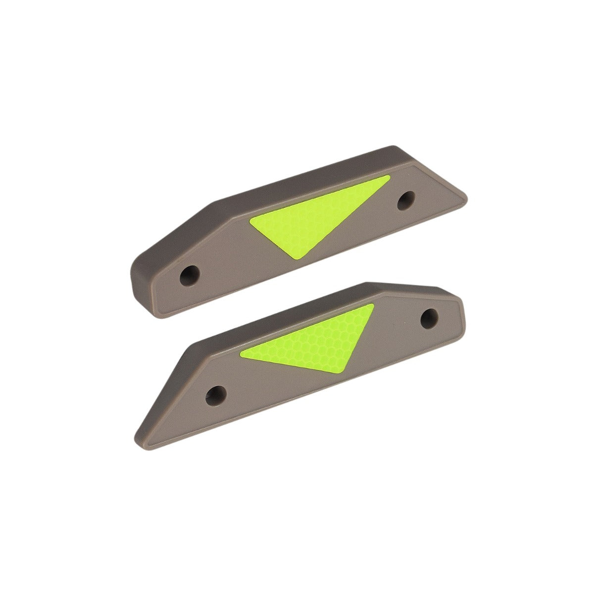 Rear Axle Bumpers for the Razor C35 SLA Electric Scooter, shown as a set of two grey and green objects with neon yellow reflective stickers, designed to protect the rear axle from contaminants.