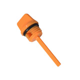 Oil Dipstick for the Massimo MM-MB100 Mini Bike, shown with an orange plastic body and a black O-ring, designed for sealing the tube and checking oil levels.