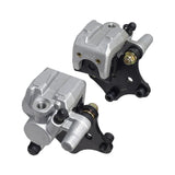 Left & Right Rear Brake Caliper Set for the eWheels EW-36 Scooter, featuring a close-up view of the silver and black mechanical components, including brake pads and metal parts.