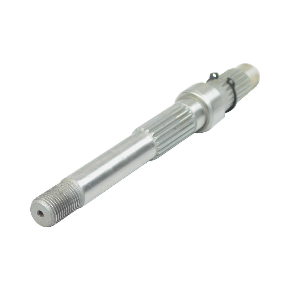 Type 4 Final Drive Shaft for 125cc GY6 QMI152/157 and 150cc GY6 QMJ152/157 Engines; close-up of a silver metal rod with a screw and spline, essential for scooters and ATVs.