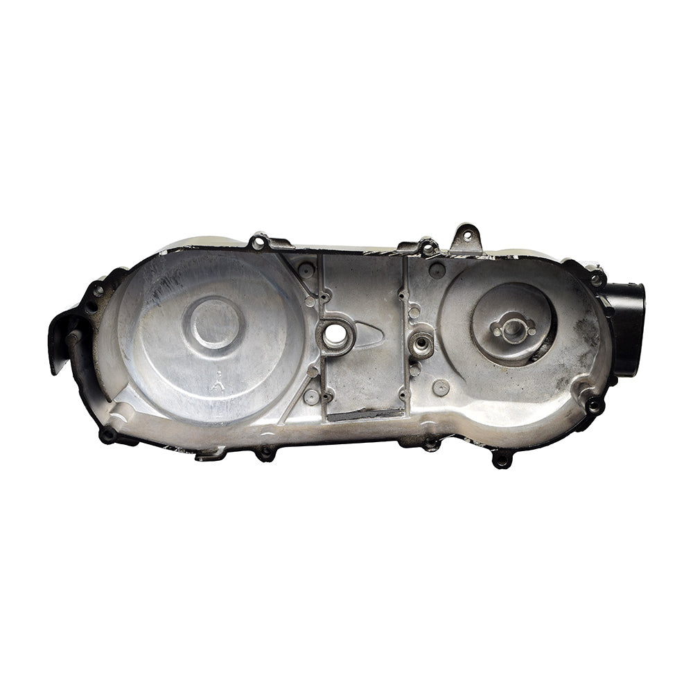 150cc GY6 Scooter & Go-Kart Engine Crankcase Cover, showing a close-up of the metal part with multiple holes, designed to fit 10 or 11 rear rims.