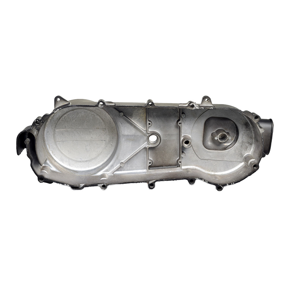 150cc GY6 Scooter & Go-Kart Engine Crankcase Cover, a metal auto part with multiple holes designed for 10 or 11 rear rims, essential for replacing your scooter or go-kart's engine cover.