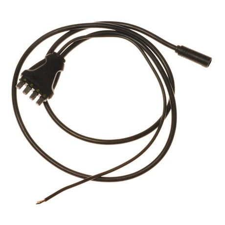 8-Pin Wiring Harness for Golden Motor Electric Bike Conversion Kits, showing a close-up of the black connector and cable, essential for connecting the hub motor to brake levers, throttle, and controls.