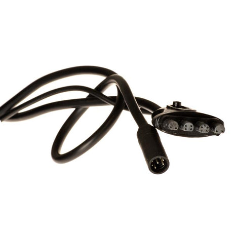 8-Pin Wiring Harness for Golden Motor Electric Bike Conversion Kits, showing a close-up of the black connector and cable designed to link the hub motor with brake levers, throttle, and controls.