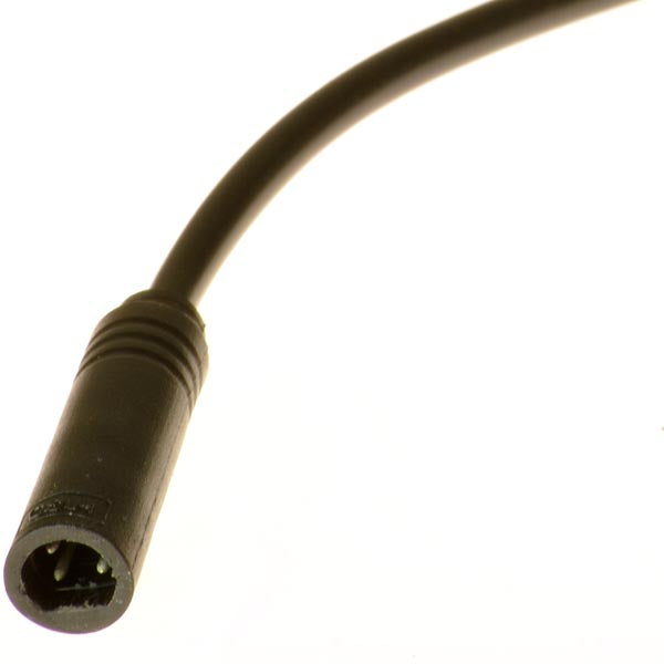 Close-up of a black cable with a connector for the Multi-Control Switch for Electric Bike Conversion Kits, essential for combining horn and electric cruise control functions.