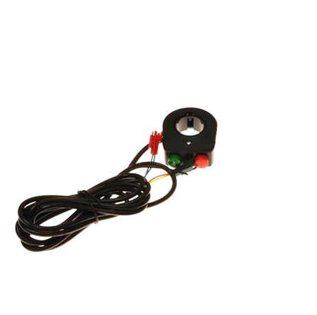 Multi-Control Switch for the Magic Pie 2 Electric Bike Conversion Kit, featuring a black electrical device with visible green and red lights, designed for use with the Magic Pie 2 e-bike hub motor.