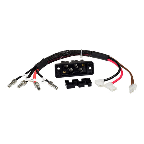 Electronic Assembly (Controller/Motor/Brake) Connector Housing for Go Go Elite Traveller, LX, Sport and Ultra X, featuring black and red electrical wires, a black plastic block with multiple holes, and a connector.