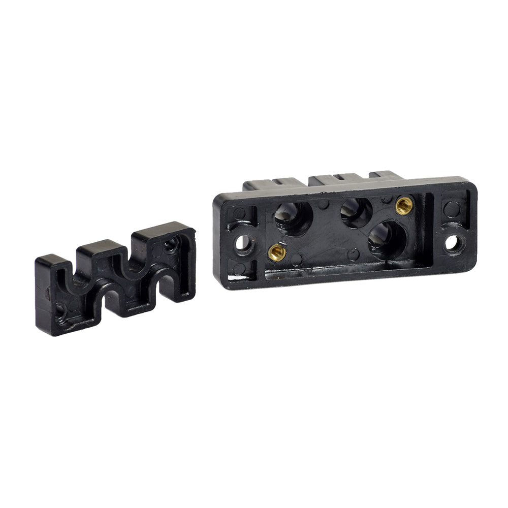 Battery Connector Assembly for the Go-Go Elite Traveller (SC40E) featuring a black plastic block with holes, essential for maintaining your scooter or power chair's functionality.