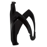 Gloss Black & White Elite Custom Race Bottle Cage, a black plastic holder designed for bicycles, features a fibre-reinforced polyamide structure and adjustable elastomer rubber for absorbing road vibration.