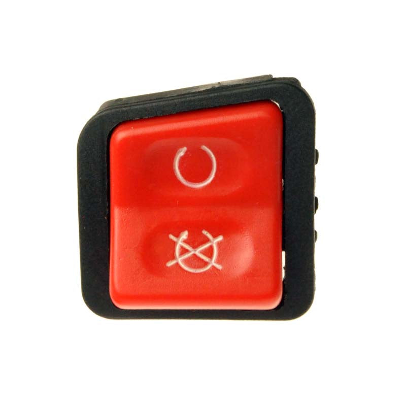 Engine Kill Switch for 50cc, 150cc, & 250cc Gas Scooters; square button with two positions, featuring a logo and 4-pin connector, suitable for various gas applications.