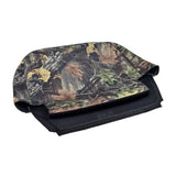 SuperFlauge® Camo Seat Cover Set for the eWheels EW-36 Scooter, featuring camouflage fabric with leaf patterns, including seat cushion, backrest, and armrest covers, designed to fit over the scooter’s seat assembly.