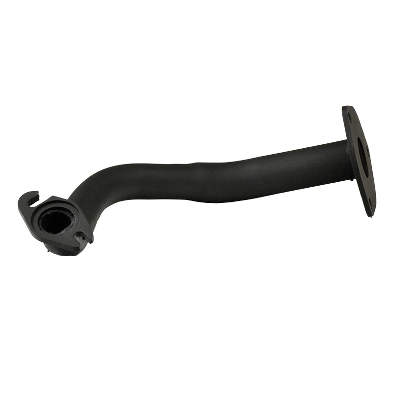 Exhaust Header to Muffler Pipe for 50cc Scooters, featuring a black finished metal pipe with a small hole, designed for easy replacement of rusted or damaged exhaust systems on GY6 scooters.