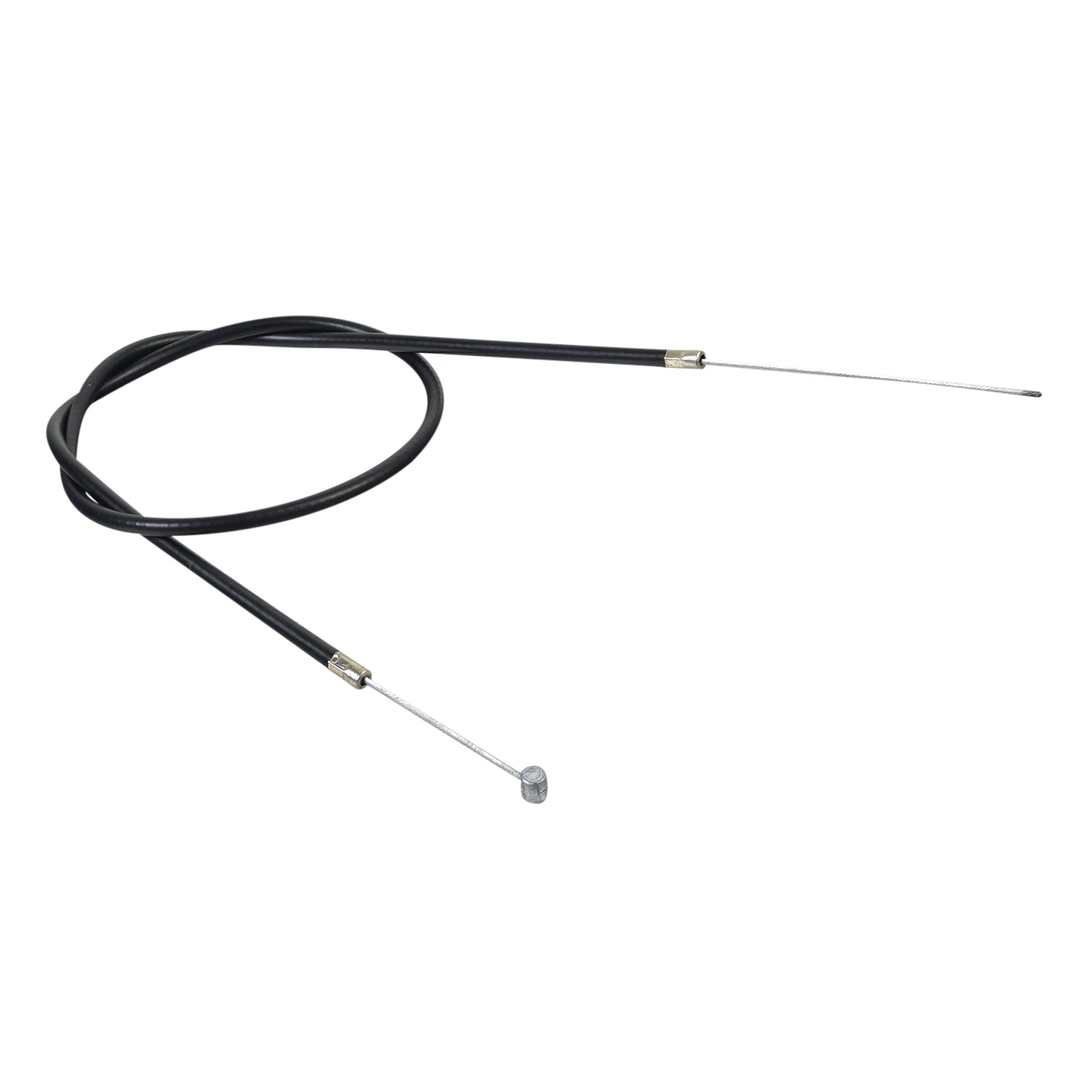 26 Scooter Brake Cable shown with a black cable sleeve and a round attachment, designed for Razor PowerWing and Razor Sweet Pea PowerWing scooters.