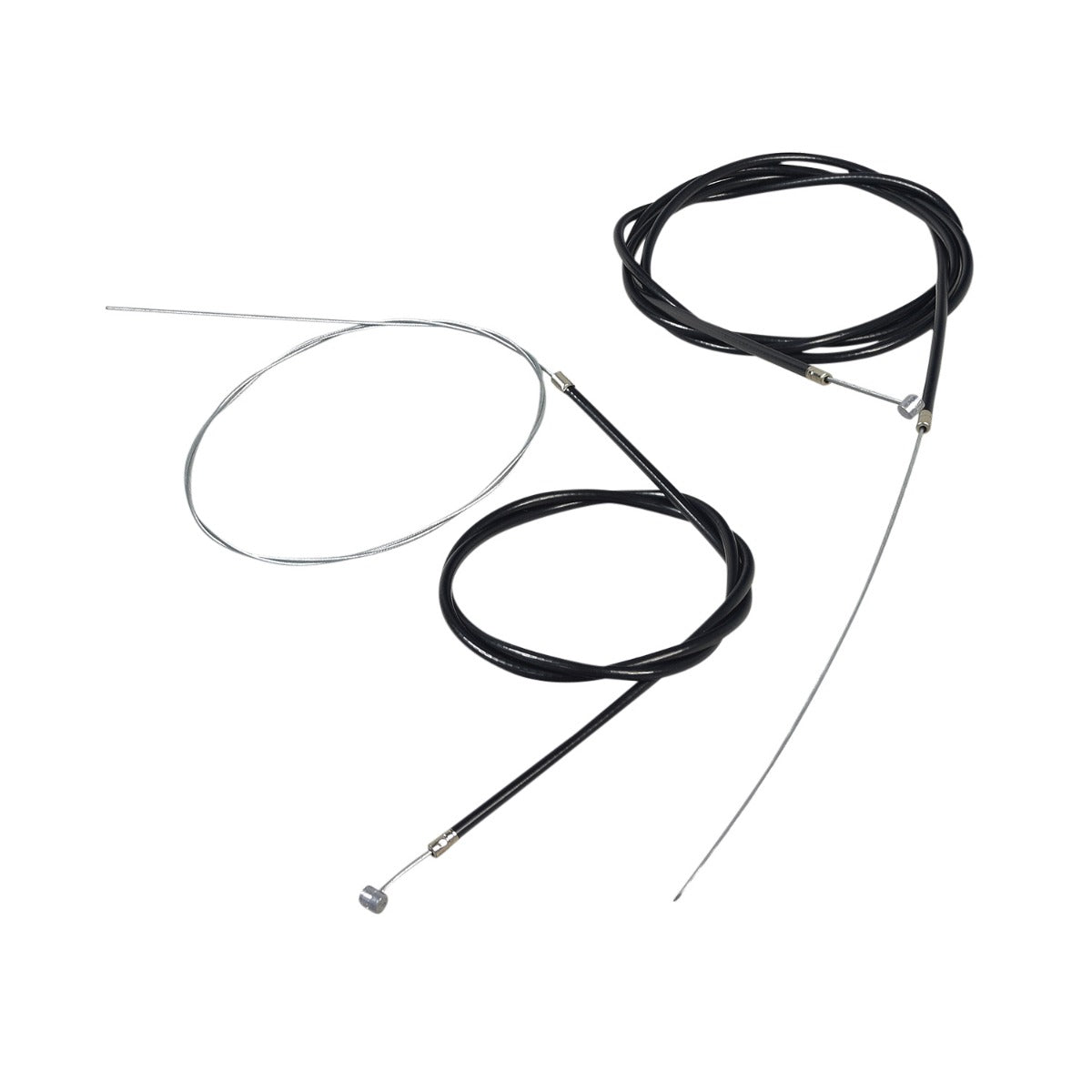 Brake Cable Set for the Swagtron EB7 Elite Commuter Electric Bicycle, featuring close-up views of two black cables with metal ends, designed for front and rear brakes.