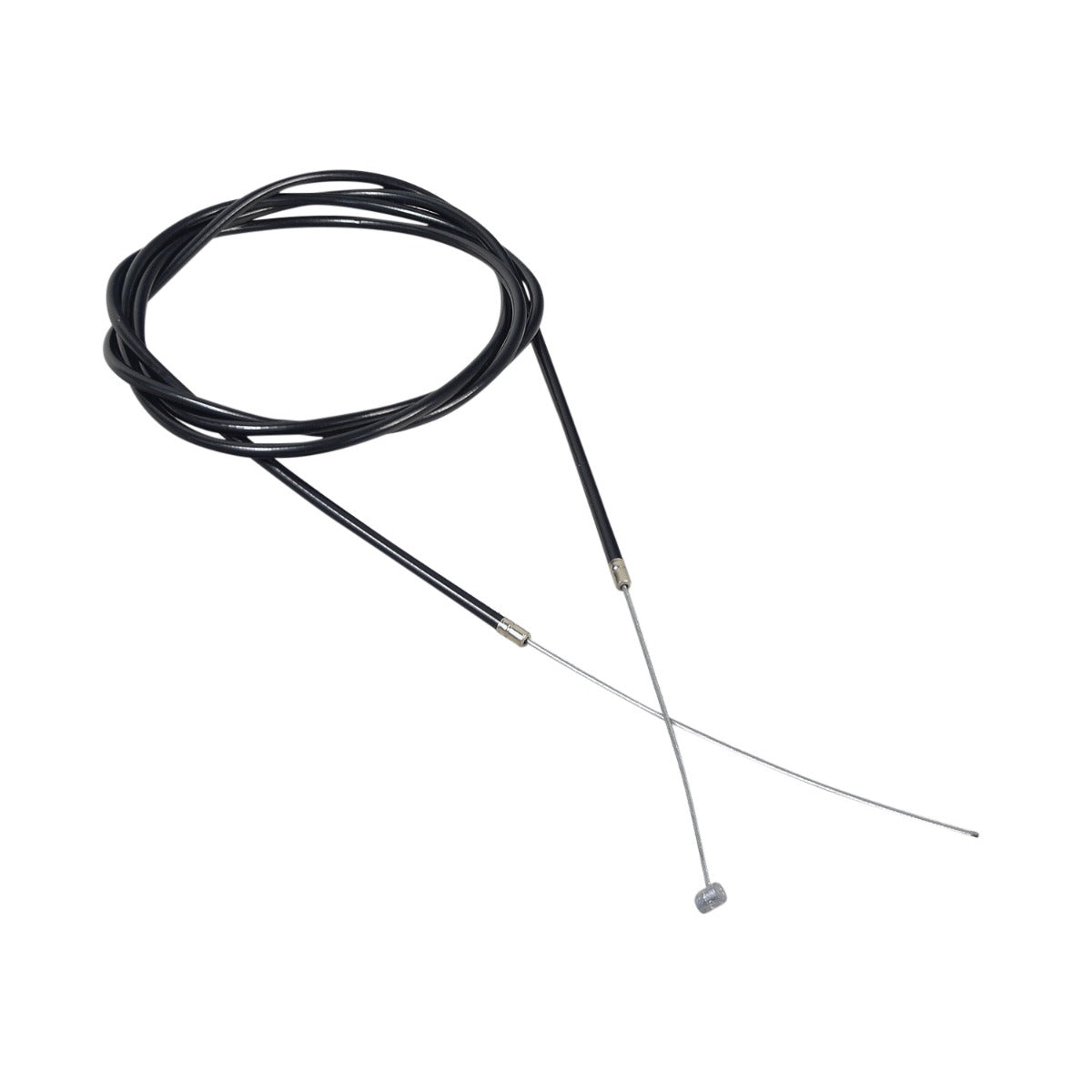 Brake Cable Set for the Swagtron EB7 Elite Commuter Electric Bicycle featuring two black cables with silver ends, each tailored for front and rear brakes, displayed coiled on a white background.