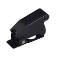 Black Toggle Switch Safety Cover for Electric Mini Bikes, featuring a robust black metal handle and a flip-up guard to protect from dirt and moisture. Ideal for various DC electrical systems.