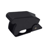 Black Toggle Switch Safety Cover for Electric Mini Bikes featuring a black object with a white circle and a hole, designed to protect against dirt and moisture. Suitable for various electric mini bikes and scooters.