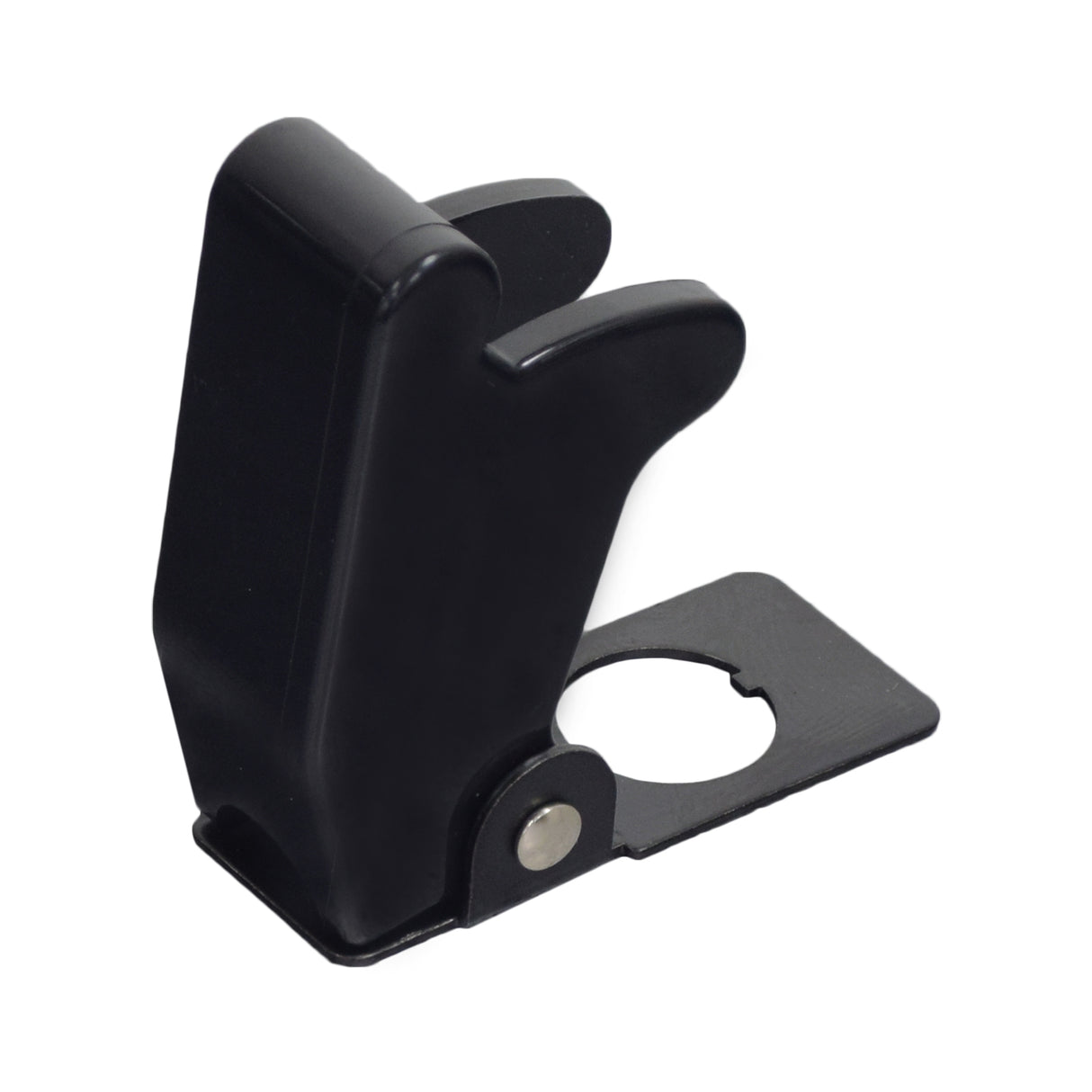 Black Toggle Switch Safety Cover for the Motovox MBxXSe Electric Mini Bike, featuring a durable black cover with a central hole, designed to protect the switch from dirt, dust, and moisture.