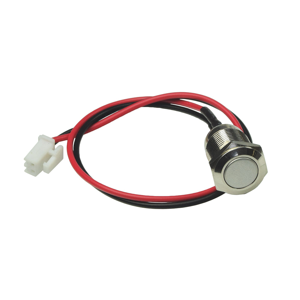 On/Off Pushbutton Switch for the Powerboard by Hoverboard, featuring a close-up of the button with an attached red wire, designed for popular hoverboard models like Razor Hovertrax and Swagway.