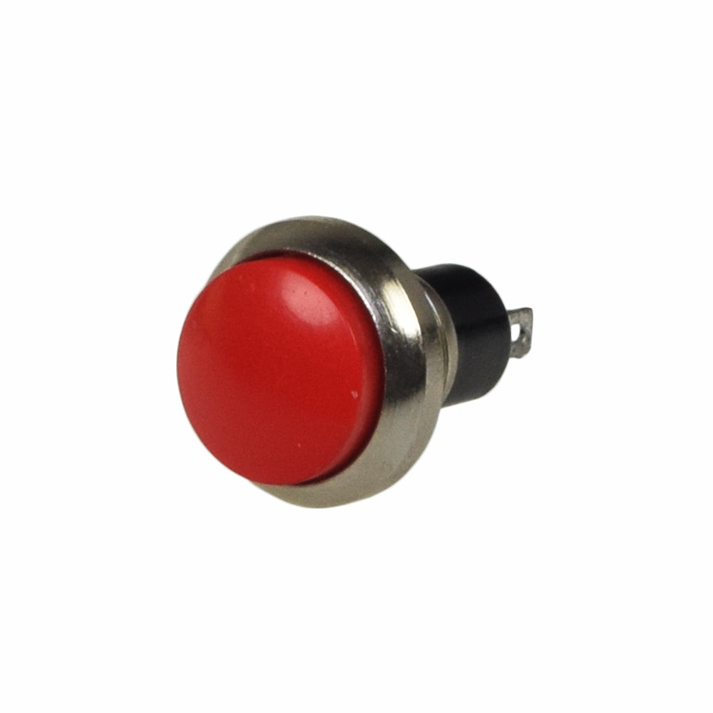 Stop Switch for the Baja Dune 65 (DN65) Go-Kart featuring a red button with a metal frame and black rubber base, used for quickly shutting down the engine.