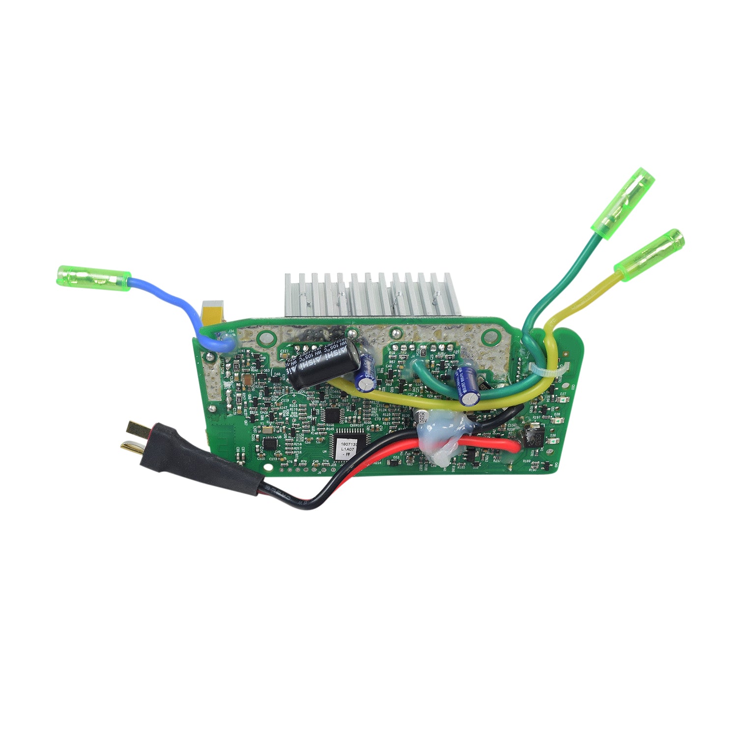 Motherboard (PCB) for RazorX Electric Skateboards, displaying a detailed green circuit board with visible wires and connectors, essential for receiving remote signals and controlling motor functions.