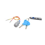 Electric Scooter Parts: Ignition Module (Key Switch) with Keys - 2 Wire, showing a key chain with an attached keyring and two keys.