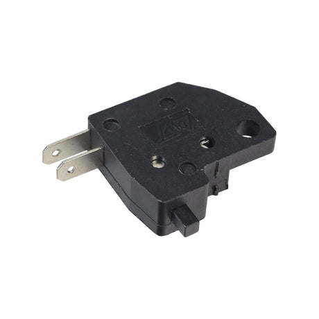 Brake Light Switch 2-Pin for scooters with GY6 engines, featuring a black electrical plug with metal screws and circular pinholes.