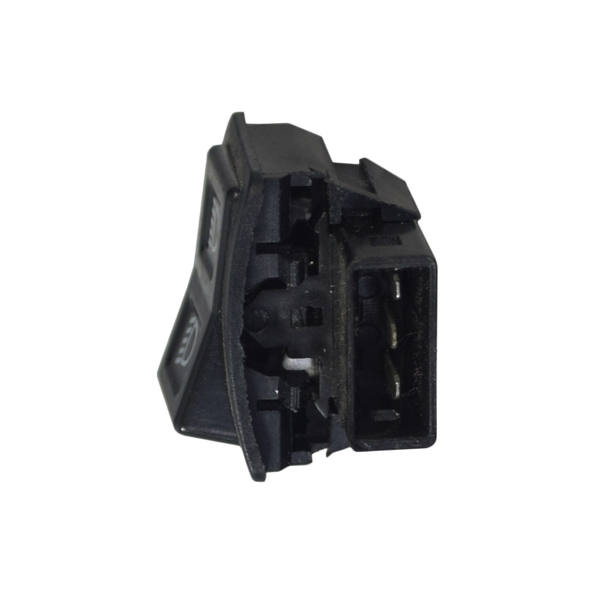 Mini Hi/Low Beam Light Switch for 50cc+ gas scooters, ATVs, and go-karts; close-up of black plastic electrical connector.