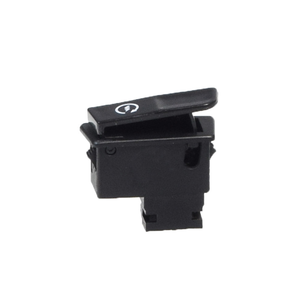 Black 2-Pin Starter Switch for ATVs, Go-Karts, & Scooters, featuring a white circular button and a simple 2-pin connector for easy installation on gas-powered vehicles.