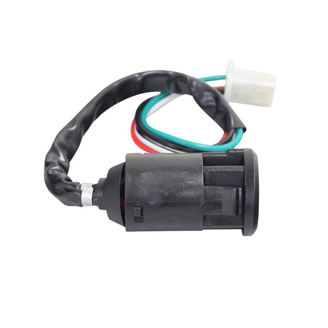 4-Wire Ignition Key Switch for Hammerhead Off-Road® 80T, Mudhead®, & Torpedo® Go-Karts, featuring a black electrical device with visible green and red wires and a 4-pin female connector.