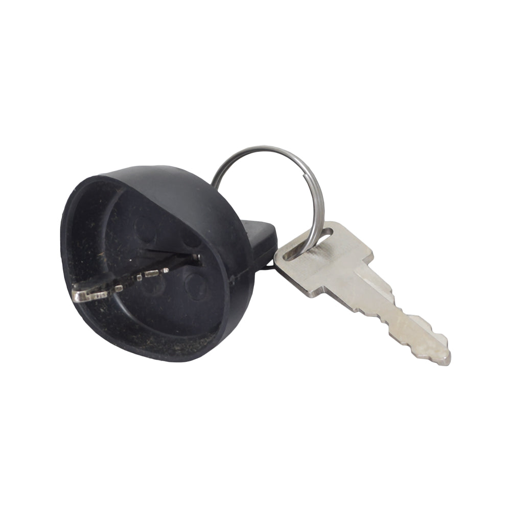 3 Wire Ignition Key Switch for ATVs & Dirt Bikes (Threaded Shaft Mount) featuring a key attached to a metal keyring, designed for Baja Wilderness Trail 400 and Baja BA150 ATV compatibility.