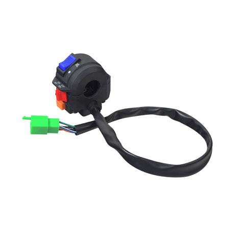 3 Function Handlebar Switch Assembly for 90cc, 110cc, & 150cc ATVs, featuring a black switch with a green and blue button, essential for engine control on specified ATV models.