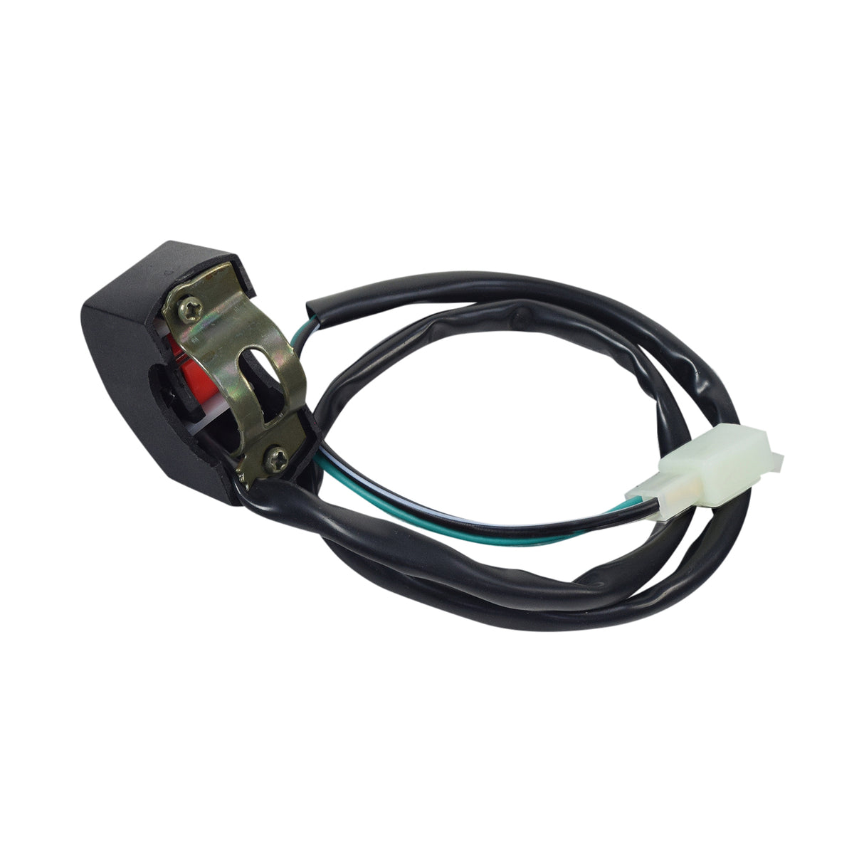 On/Off Switch (Kill Switch) with Wires for Monster Moto Classic 105cc, MM-B80 80cc, Motovox MBX10, and Motovox MBX11 Mini Bikes, showcasing a black wire with a metal connector and switch.