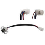 Gear Indicator Display for Taotao ATK125A, GK110, Jeep Auto, & Targa 150 Go-Karts; close-up of 4-wire harness and 4-spade male connector attached to plastic indicator with poured resin back.