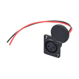 XLR Connector for Currie Scooters (1999 - 2005): A black and red electrical plug with a black cap, featuring a female connector with 3 holes for 3-pin male XLR connection.