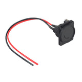 XLR Off-Board Battery Charging Port with Cover & Wires, featuring a black circular socket with attached red and black wires, suitable for electric scooter battery charging.