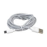 Braided Micro USB Charging Cable for Samsung S3, S4, & Note 2, shown in a close-up of its durable, coiled design with visible connectors, highlighting its premium quality and compatibility with various devices.