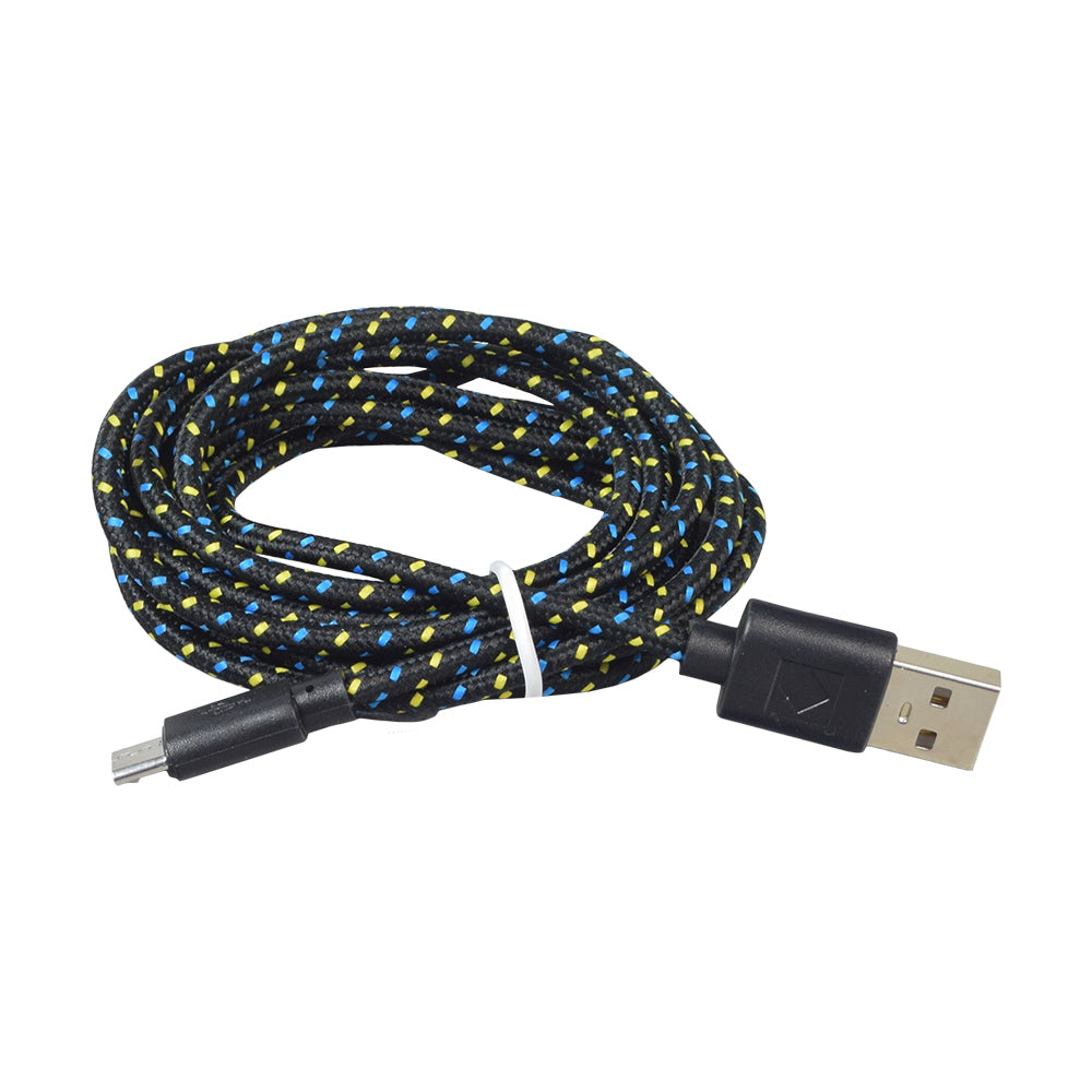 Braided Micro USB Charging Cable for Samsung S3, S4, & Note 2, featuring a durable design with a USB connector, suitable for fast charging and high-speed data transfer.