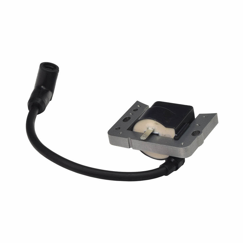 Ignition Coil for Tecumseh Engines H30, HSK600, HSK635, LEV80 - LEV120, LV148 - LV195, showing a black and silver electrical device with an attached black cable for optimal engine performance.