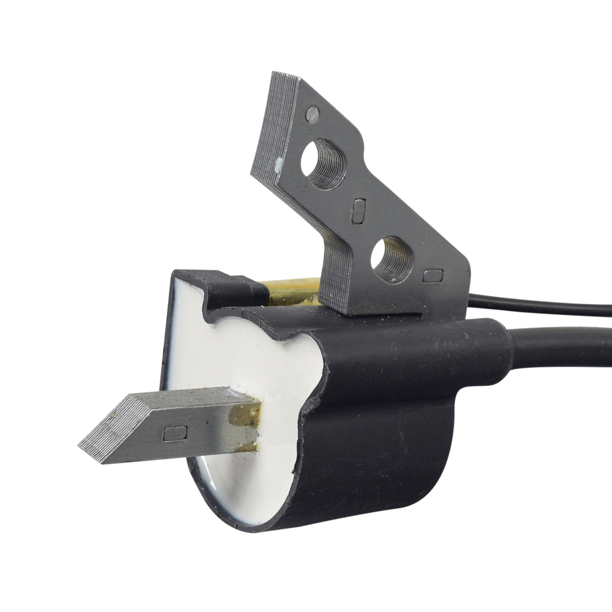 79cc Ignition Coil for the Realtree RTK100 Go-Kart, featuring a close-up of the coil with attached wires, metal components, and visible cable.