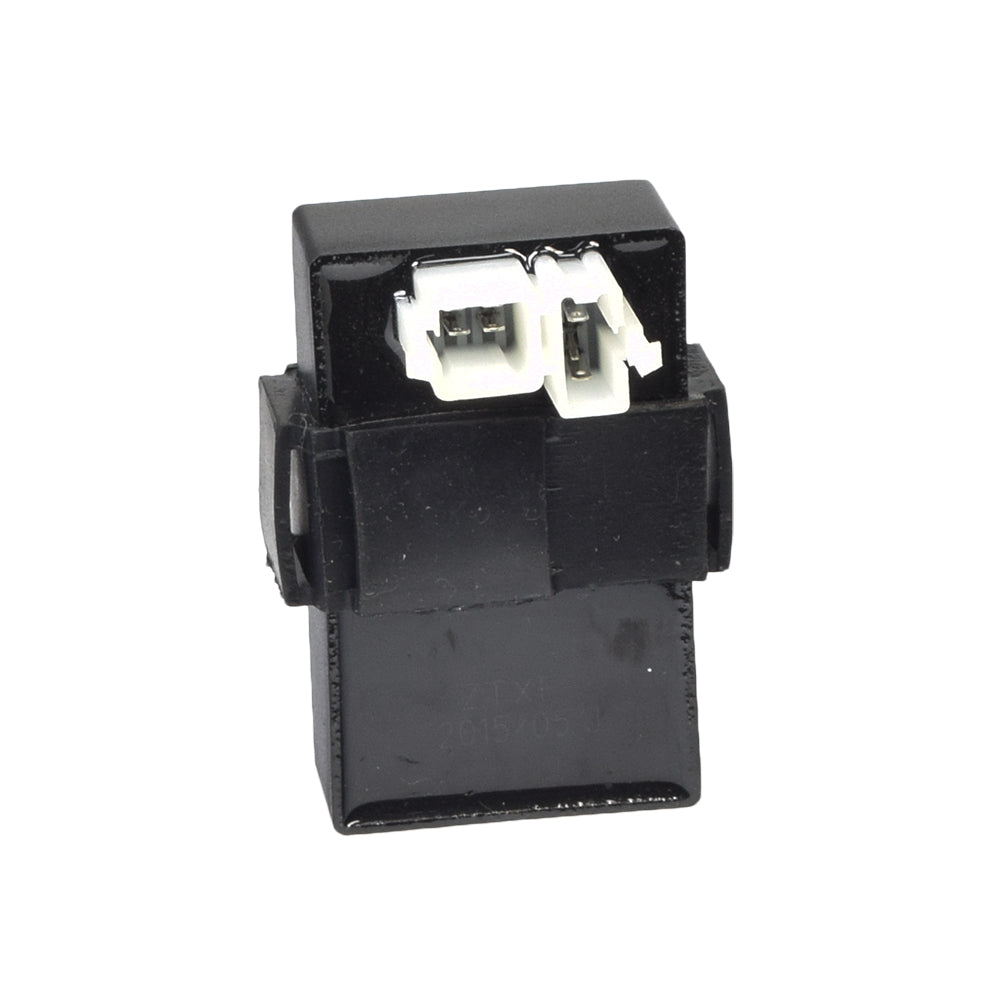 High Performance CDI for 150cc Go-Karts & Dune Buggies: Black rectangular electronic device with white connectors, designed for easy plug-in installation and exact replacement of original modules.