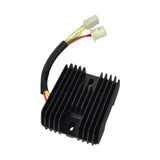 Voltage Regulator Rectifier for 125cc, 150cc, and 250cc Go-Karts: A black electronic device with several colored wires, including a white plastic connector, designed to manage capacitor charge for ignition systems.