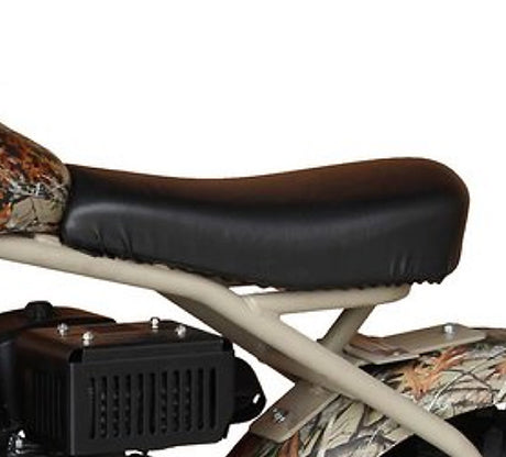 Seat for the Coleman CT200U-EX Mini Bike, featuring a camouflage pattern, shown in a close-up view highlighting the seat's texture and design, replacing worn-out components for a better fit and look.