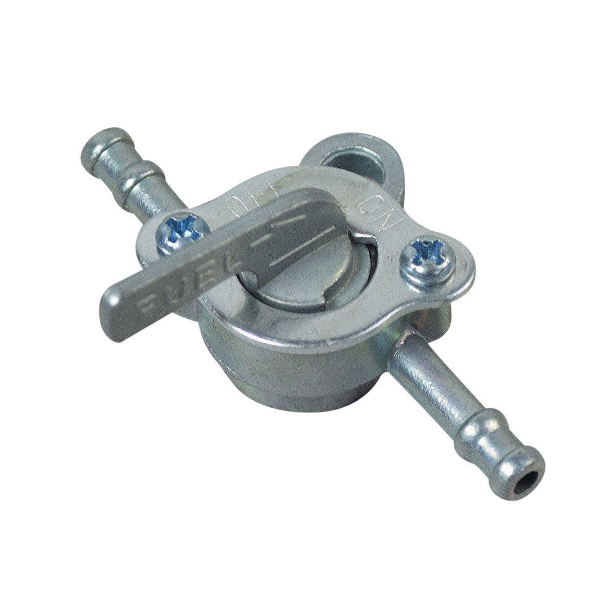 Fuel Valve for the 50cc Baja 50 (WD50) ATV, a close-up of a metal fuel valve with visible screws and connectors, highlighting its compatibility with various motorsports applications.